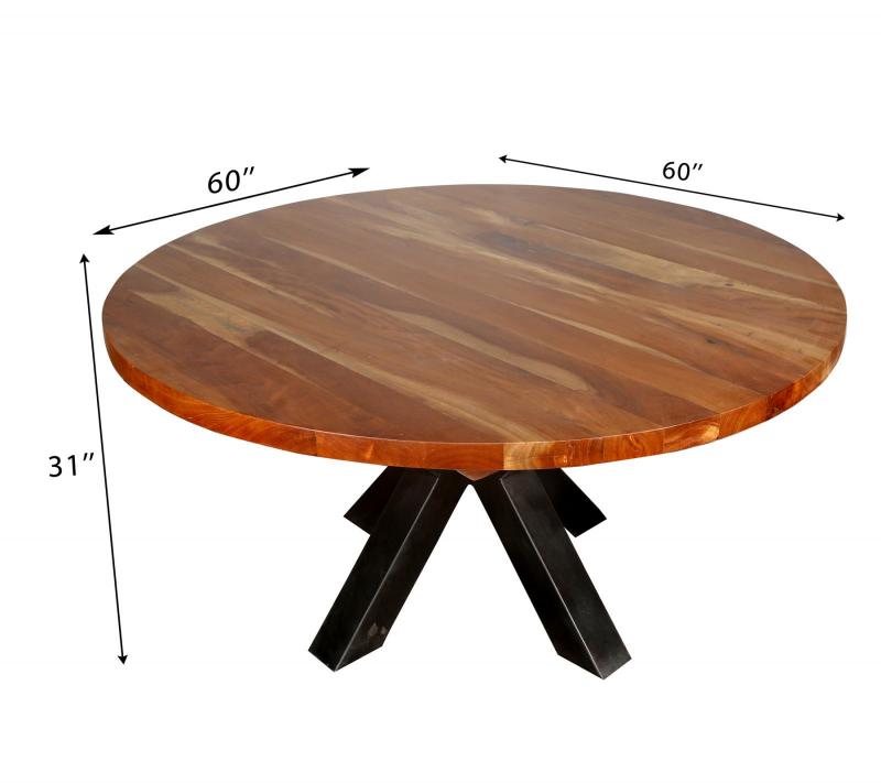 ROUND SOLID RECLAIMED TEAK WOOD DINING TABLE