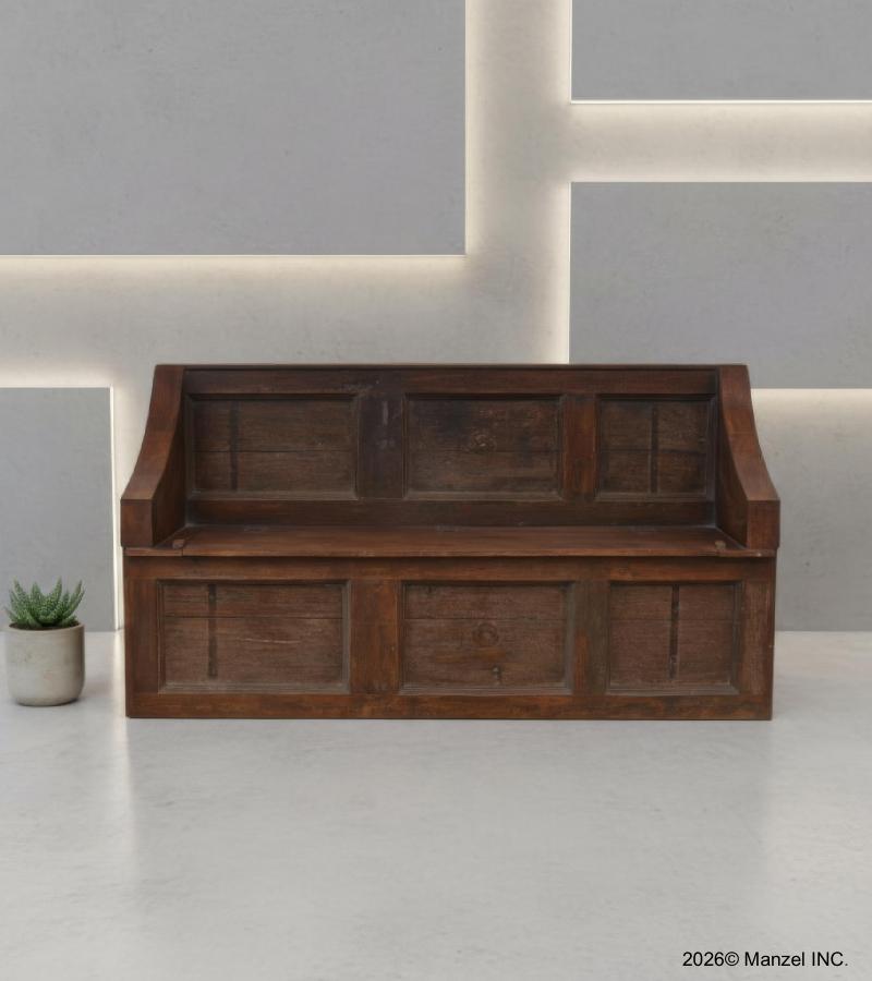 WOODEN BENCH WITH STORAGE