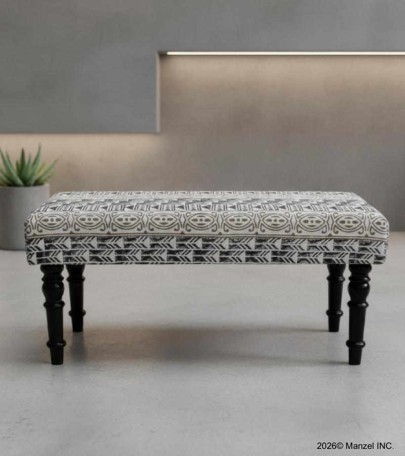 UPHOLSTERED CLOTH & SOLID WOOD BENCH