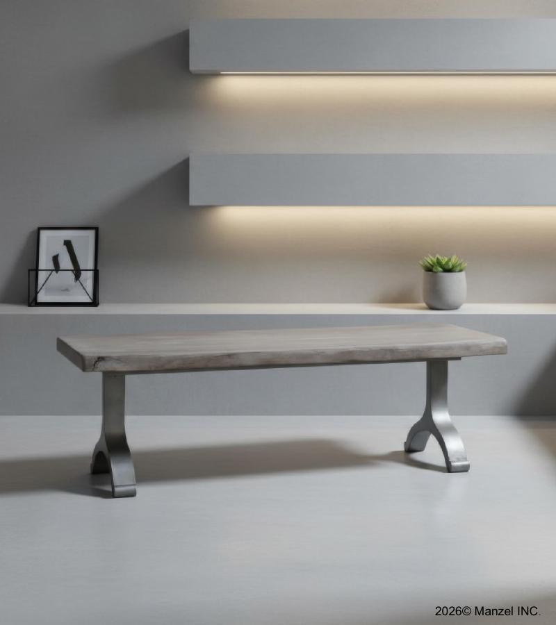LIVE EDGE SOLID ACACIA WOOD & IRON BENCH