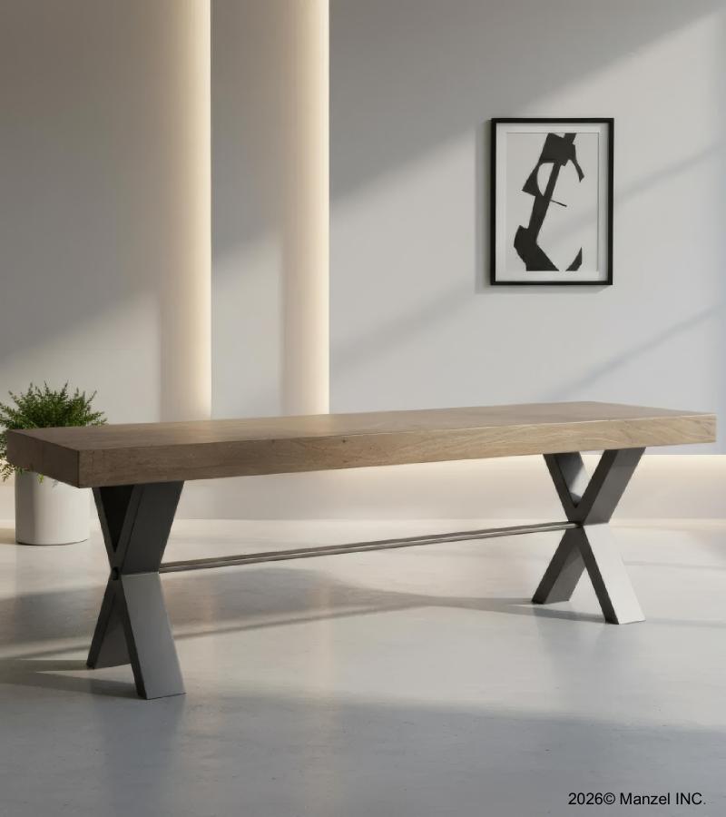 DECORATIVE WOOD & METAL BENCH