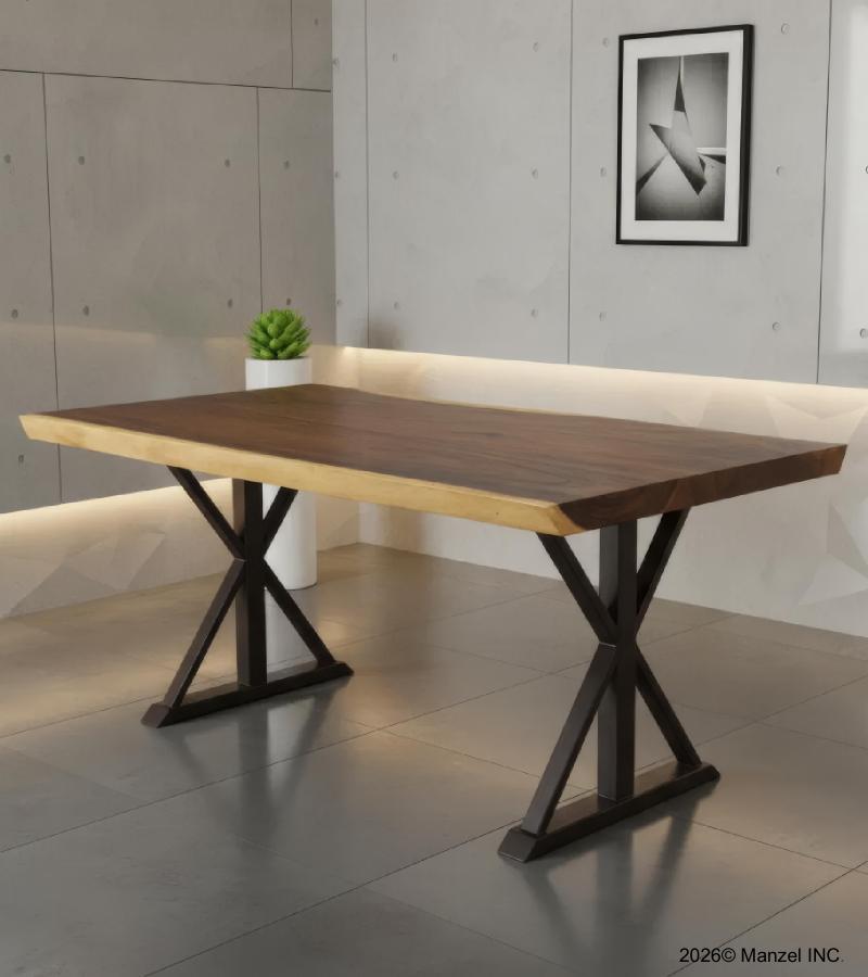 LIVE EDGE SUAR WOOD TABLE WITH METAL BASE
