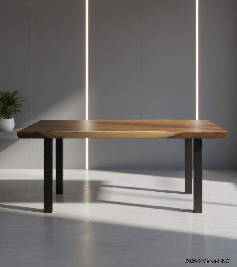 LIVE EDGE SOLID SUAR WOOD TABLE W/ METAL BASE