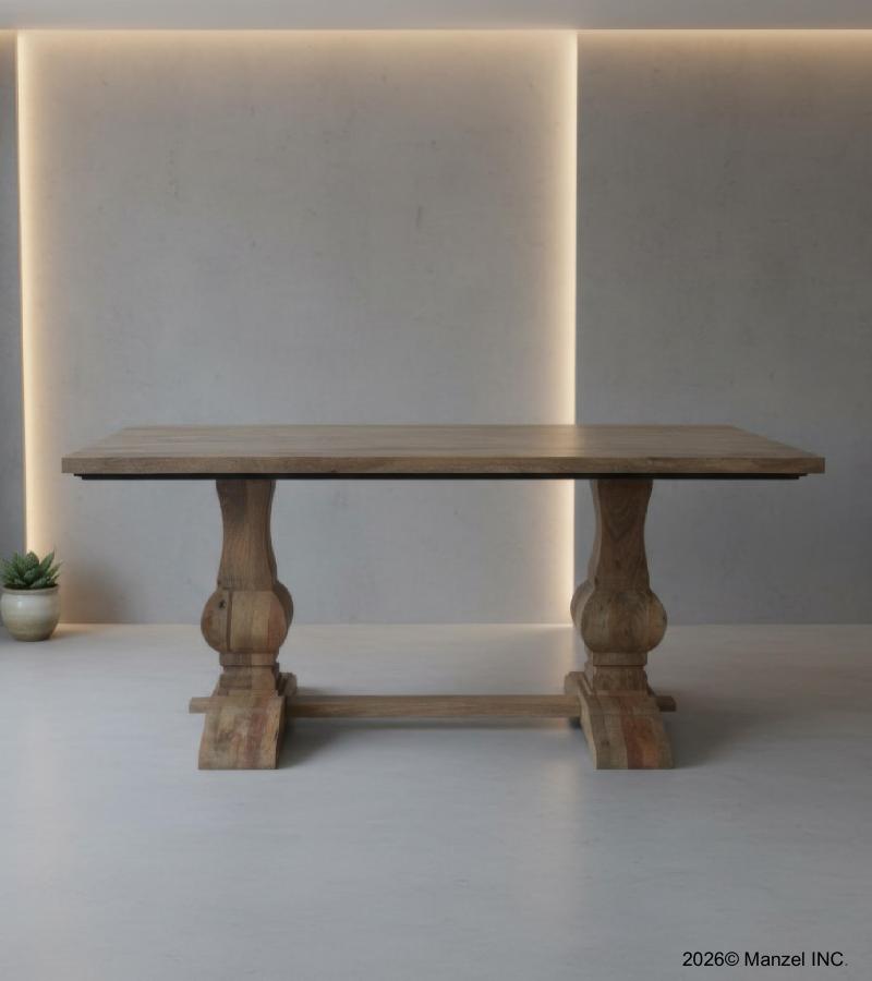 SOLID WOOD DINING TABLE W/ PEDESTAL BASE