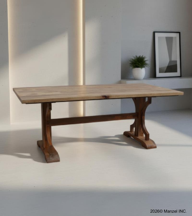 SOLID WOOD X BASE TRESTLE DINING TABLE W/ EXTENSIONS