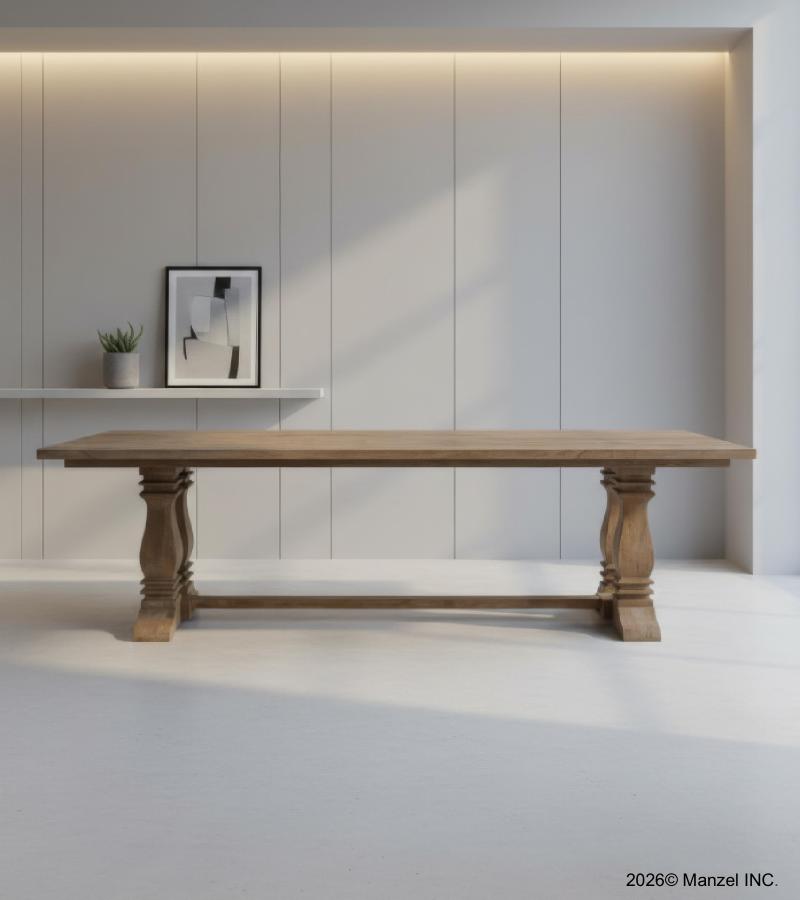 9' SOLID WOOD PEDESTAL DINING TABLE