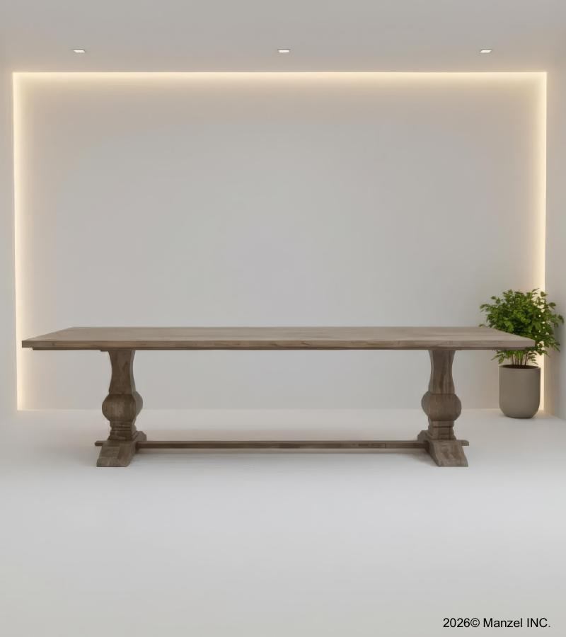 SOLID WOOD PEDESTAL DINING TABLE 
