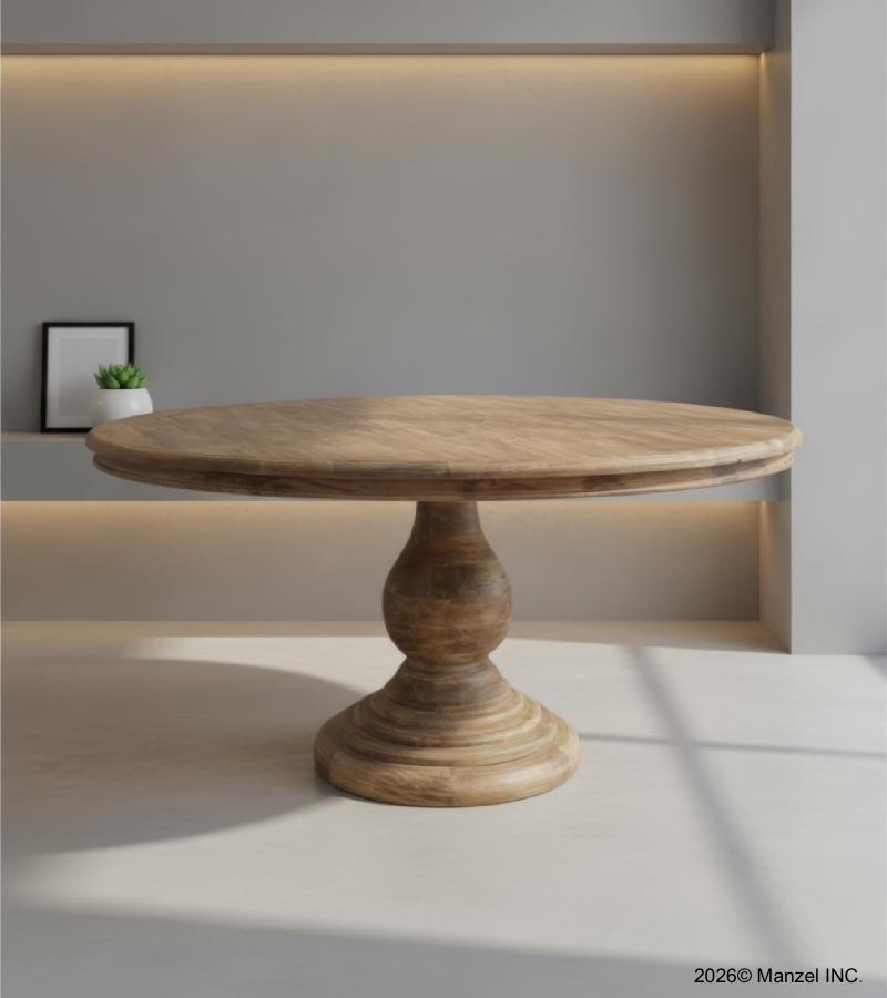 ROUND SOLID WOOD DINING TABLE
