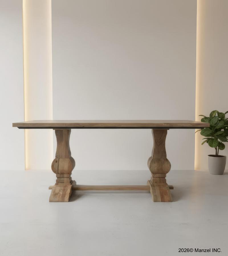SOLID WOOD PEDESTAL DINING TABLE