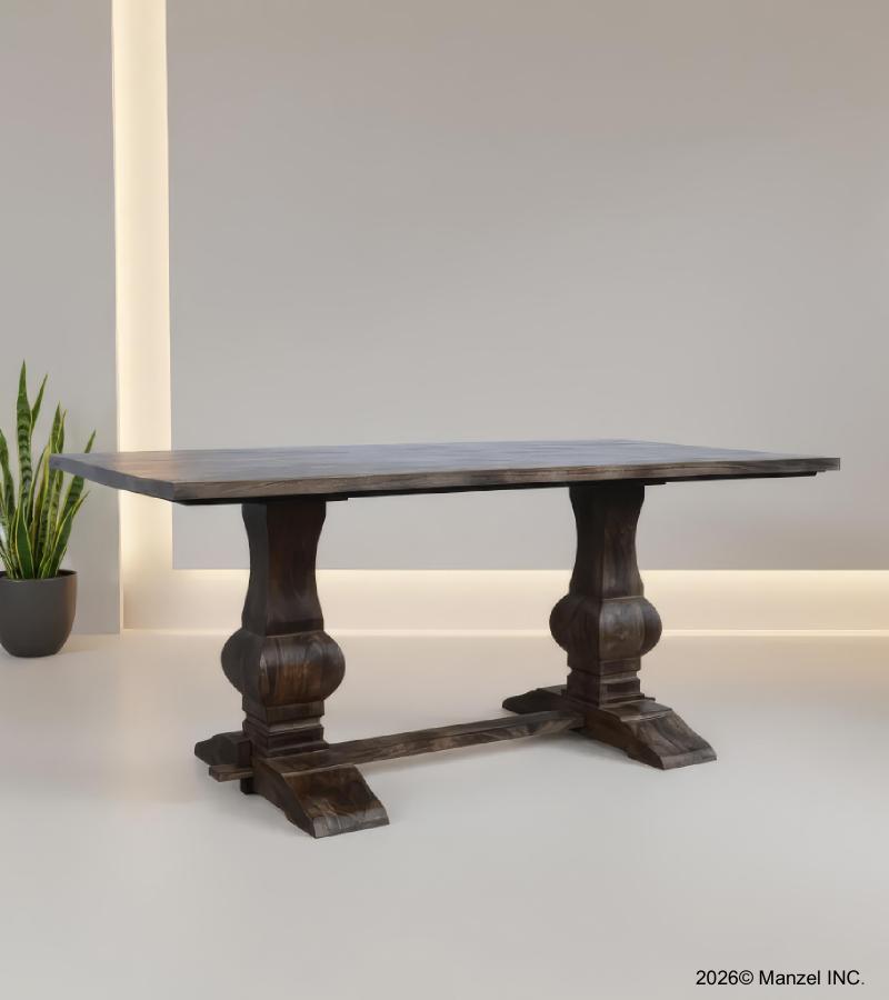 SOLID WOOD PEDESTAL DINING TABLE 