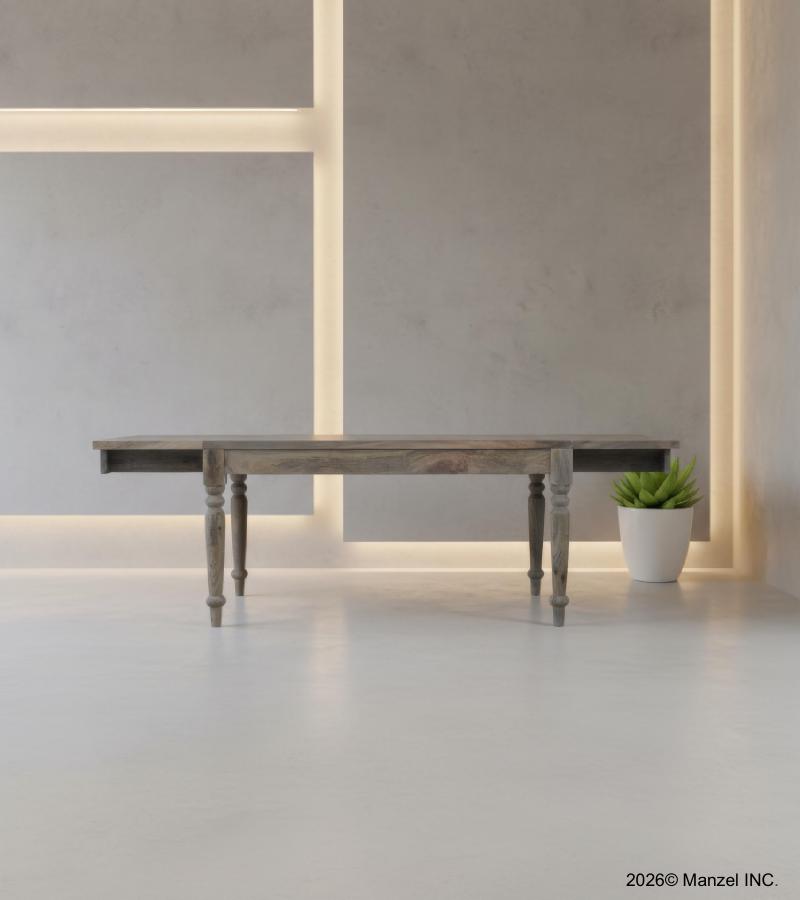 EXTENDABLE SOLID WOOD DINING TABLE W/ SELF-STORING EXTENSIONS