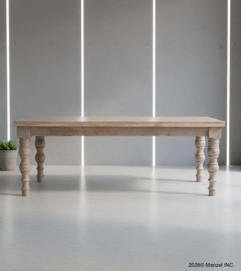 SOLID WOOD DINING TABLE W/ TURNED LEGS