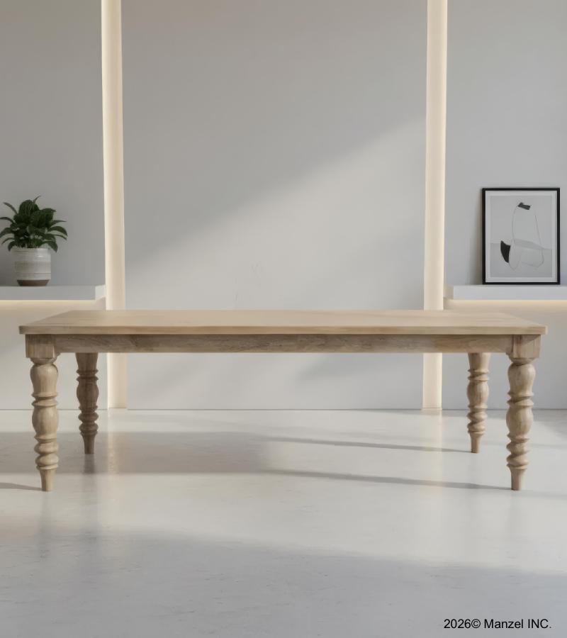 SOLID WOOD DINING TABLE W/ TURNED LEG