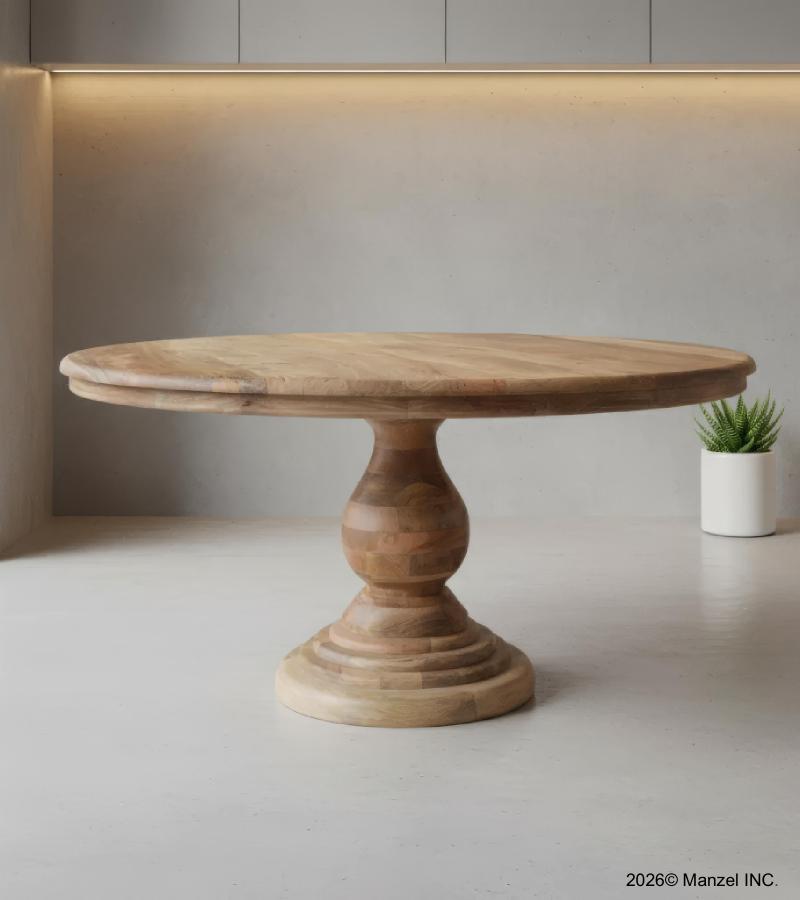 ROUND SOLID WOOD DINING TABLE