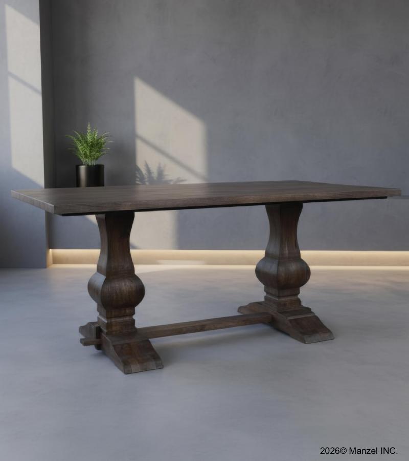 SOLID WOOD PEDESTAL DINING TABLE 