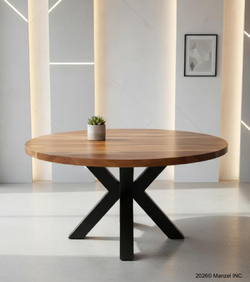 ROUND SOLID RECLAIMED TEAK WOOD DINING TABLE