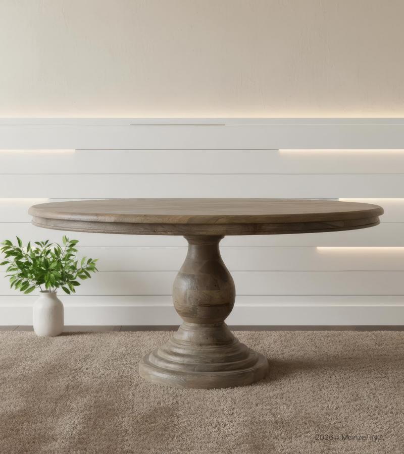 ROUND SOLID WOOD DINING TABLE