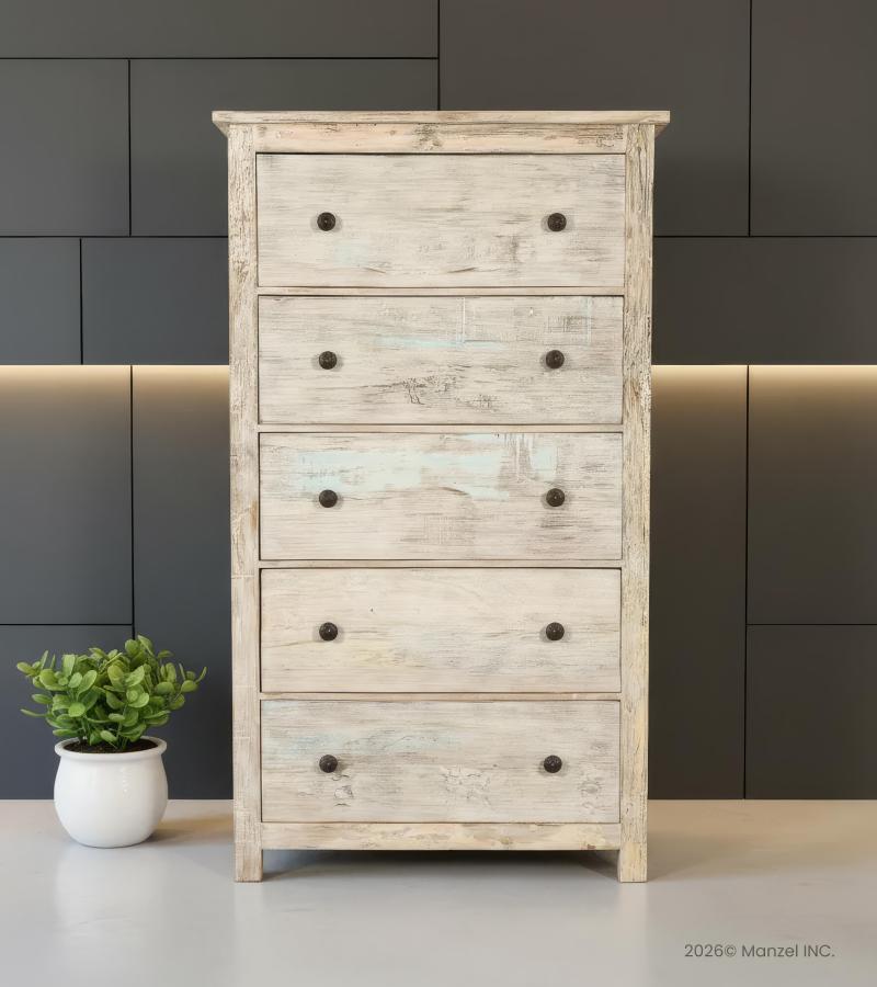 SOLID RECLAIMED TEAK WOOD 5 DRAWER DRESSER