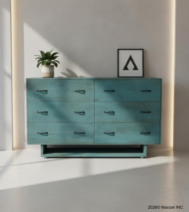SOLID WOOD 6 DRAWER DRESSER CHEST BUREAU SIDEBOARD