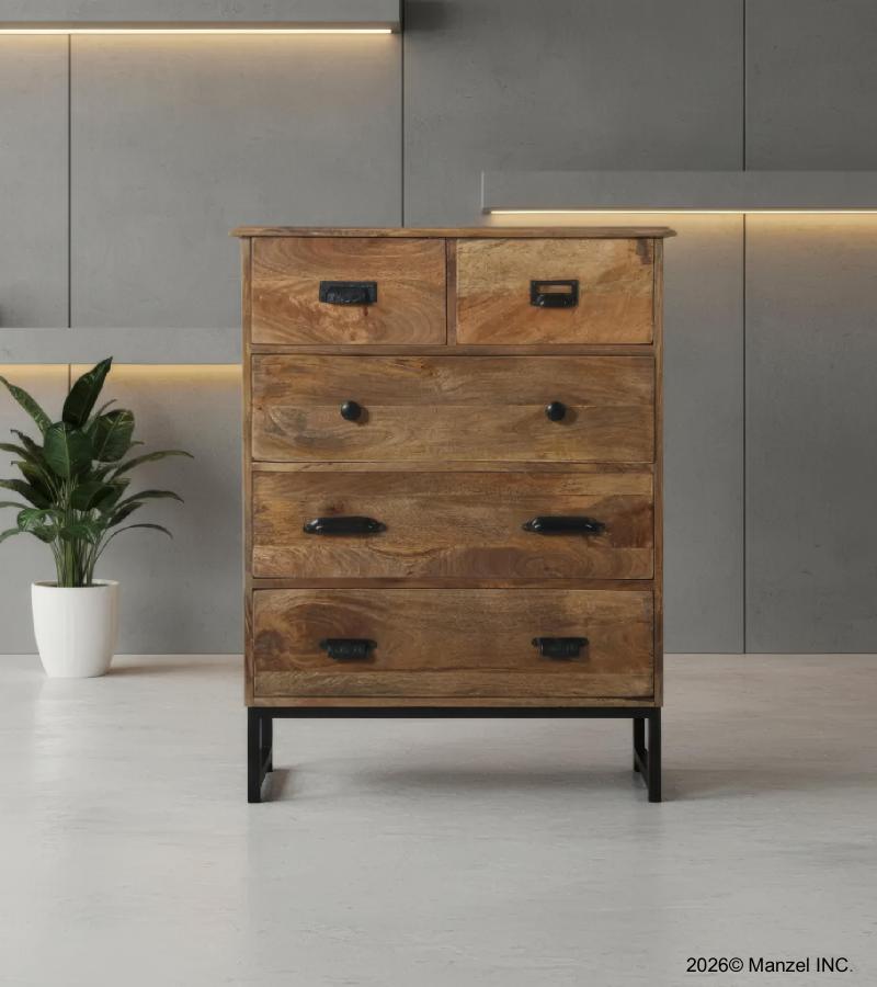 SOLID WOOD & IRON DRESSER BUREAU CHEST