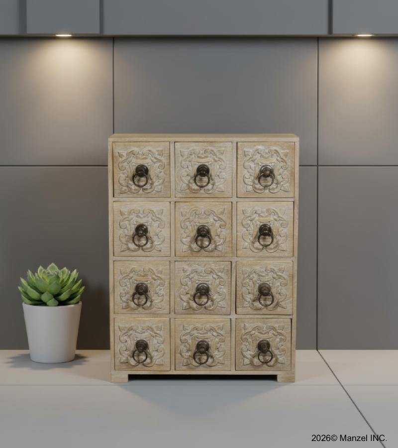 SOLID WOOD HAND CARVED 12 DRAWER CHEST