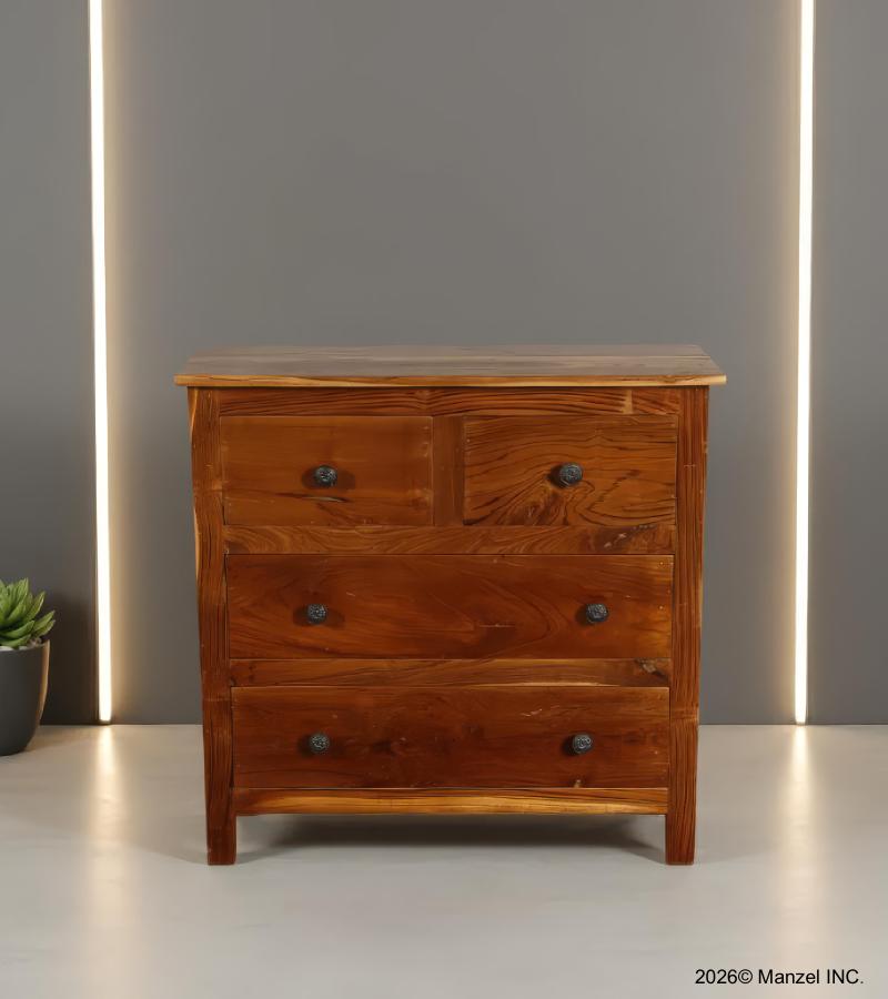 SOLID RECLAIMED TEAK WOOD CHEST DRESSER W/ 4 DRAWERS