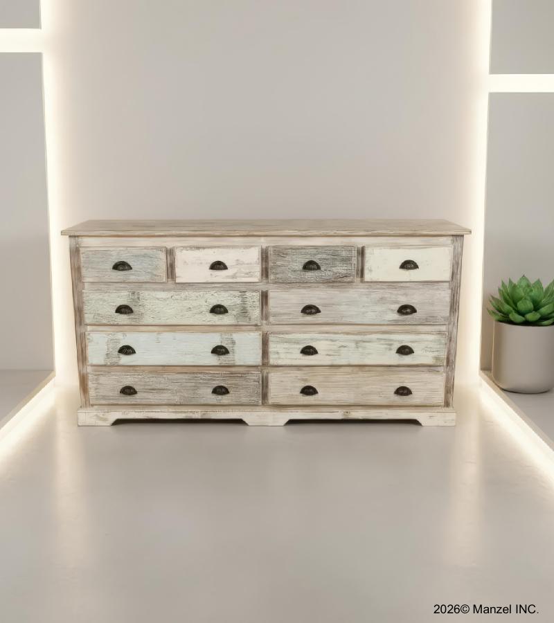 SOLID RECLAIMED TEAK WOOD 10 DRAWER DRESSER CHEST BUREAU SIDEBOARD