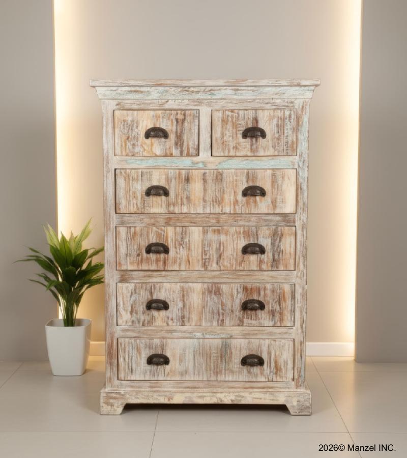 SOLID RECLAIMED TEAK WOOD 6 DRAWER DRESSER CHEST BUREAU SIDEBOARD