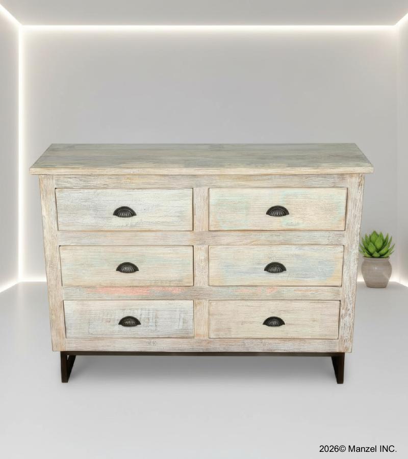 SOLID RECLAIMED TEAK WOOD 6 DRAWER DRESSER CHEST BUREAU SIDEBOARD