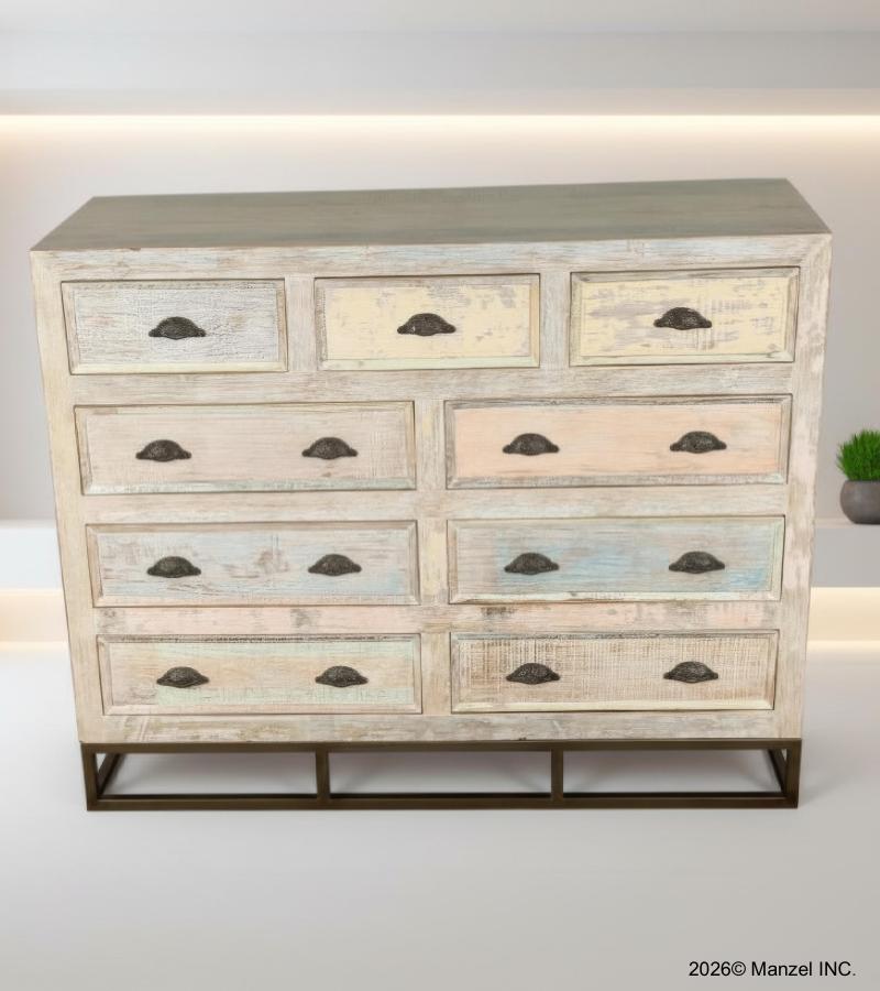 SOLID RECLAIMED TEAK WOOD 9 DRAWER DRESSER CHEST BUREAU SIDEBOARD