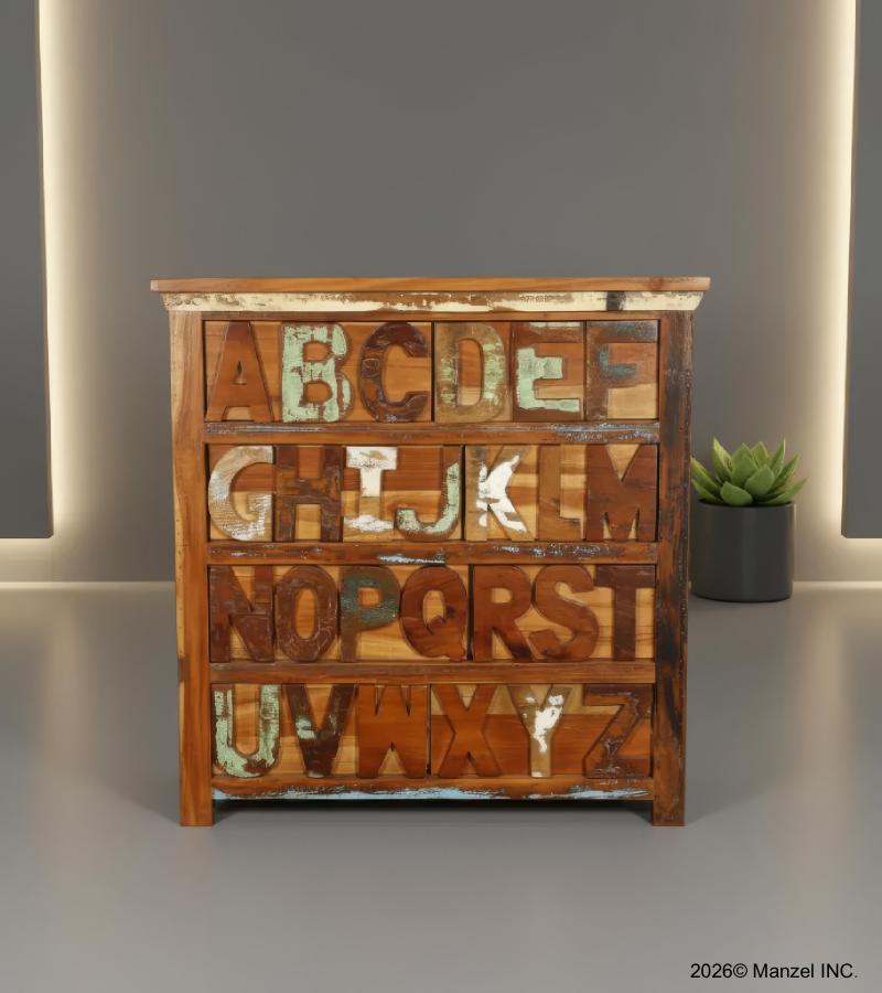 SOLID RECLAIMED TEAK WOOD DRESSER BUREAU "ABC"