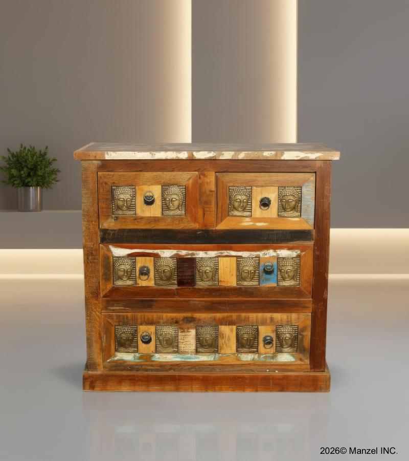 WOODEN BRASS FITTED CABINET