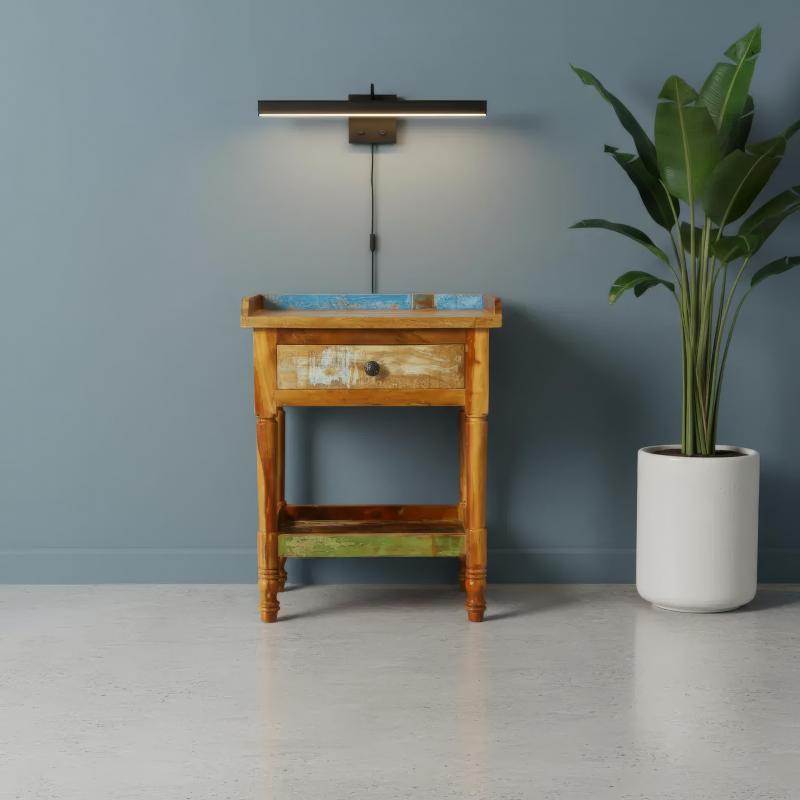 SOLID RECLAIMED TEAK WOOD END TABLE / NIGHTSTAND