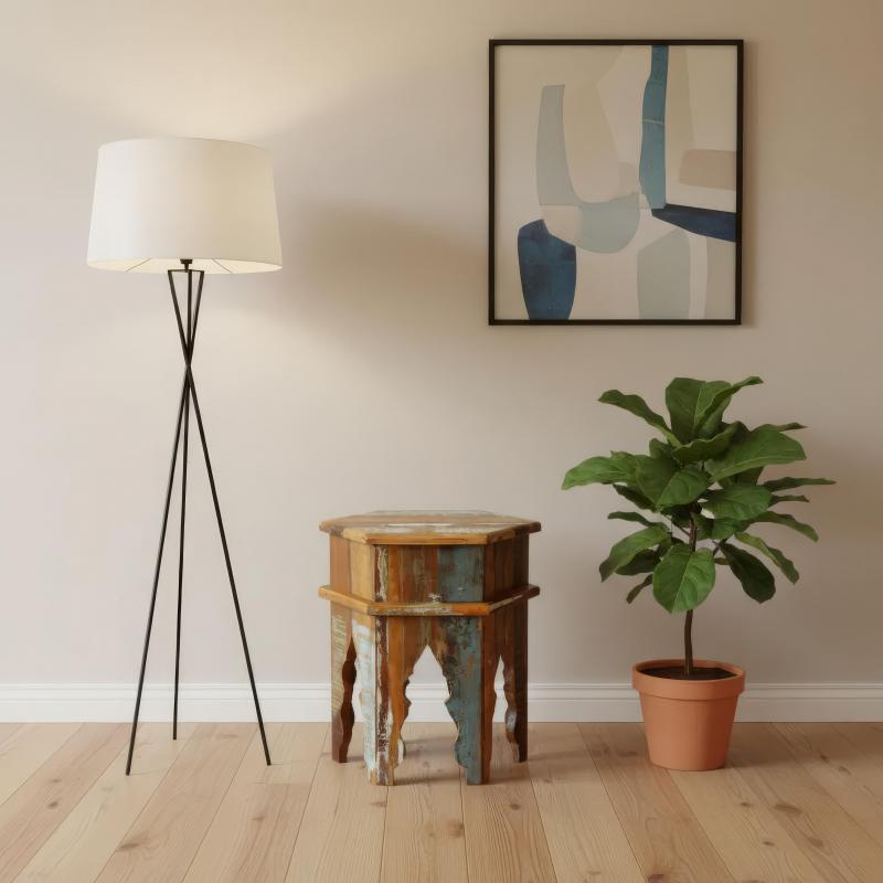 SOLID RECLAIMED TEAK WOOD END TABLE / NIGHTSTAND