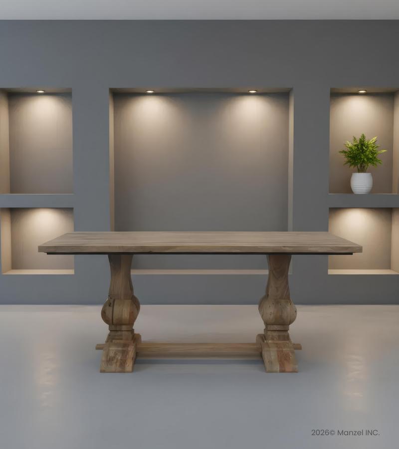 SOLID WOOD DINING TABLE W/ PEDESTAL BASE
