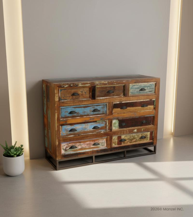 SOLID RECLAIMED TEAK WOOD DRESSER SIDEBOARD BUREAU