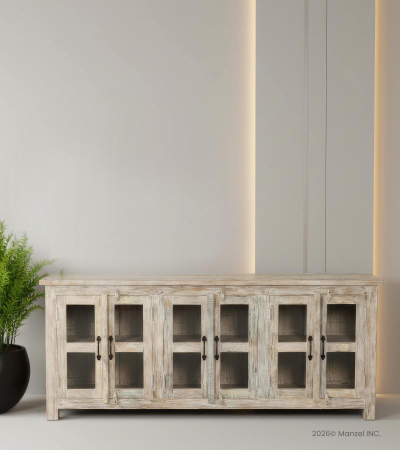 WOODEN GLASS SIDEBOARD