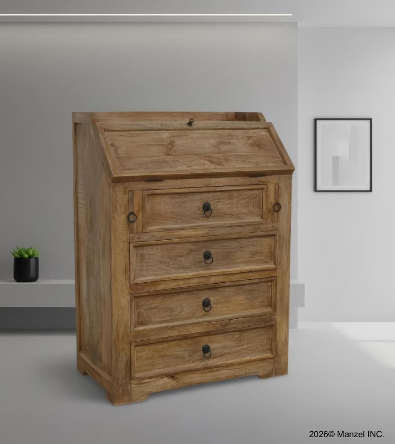 SOLID WOOD 4 DRAWER PULL DOWN FRONT WRITING DESK