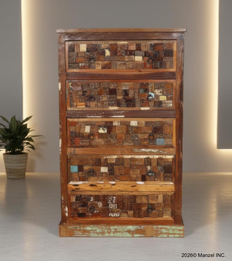 SOLID RECLAIMED TEAK WOOD DRESSER BUREAU CHEST