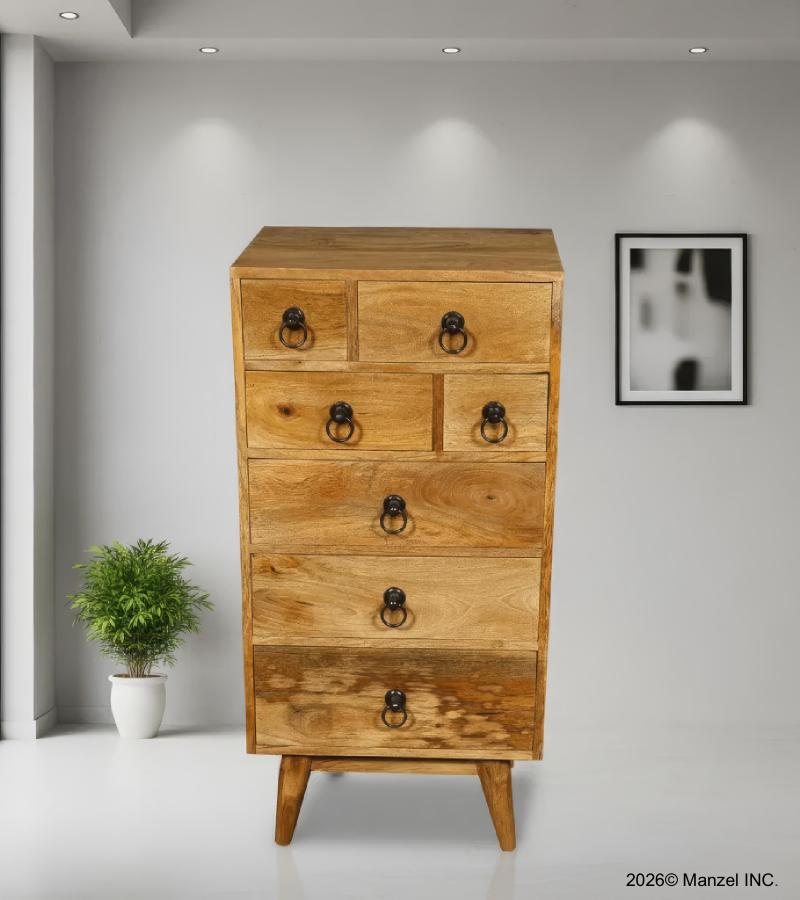 SOLID HAND CARVED WOOD 7 DRAWER CHEST CABINET