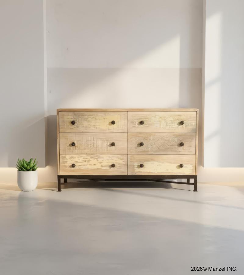 SOLID RECLAIMED TEAK WOOD 6 DRAWER DRESSER BUREAU CHEST