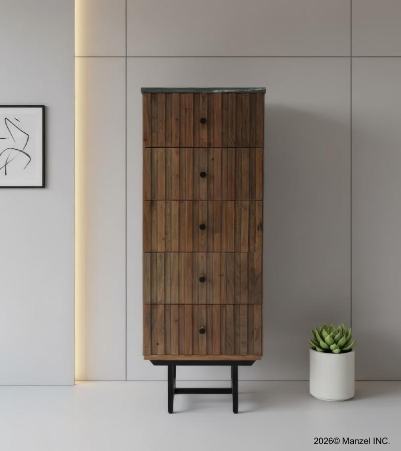 SOLID WOOD & IRON TALL CHEST 