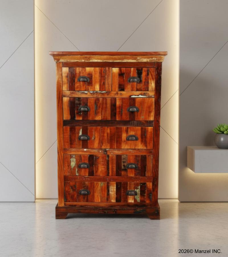 SOLID RECLAIMED TEAK WOOD 6 DRAWER DRESSER CHEST BUREAU SIDEBOARD