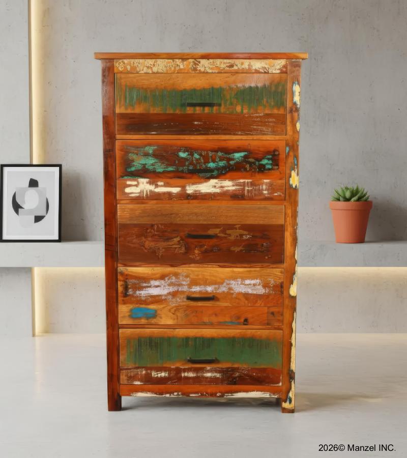 Solid Reclaimed Teak Wood Dresser Bureau Chest 
