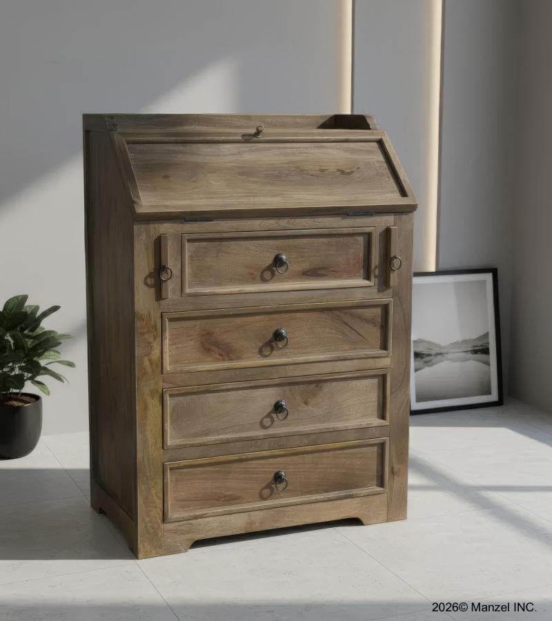 SOLID WOOD 4 DRAWER PULL DOWN FRONT WRITING DESK
