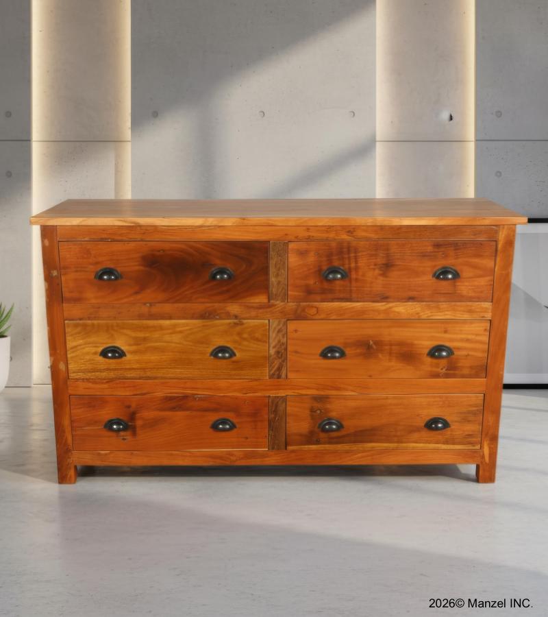 SOLID RECLAIMED TEAK WOOD DRESSER SIDEBOARD 6 DRAWERS