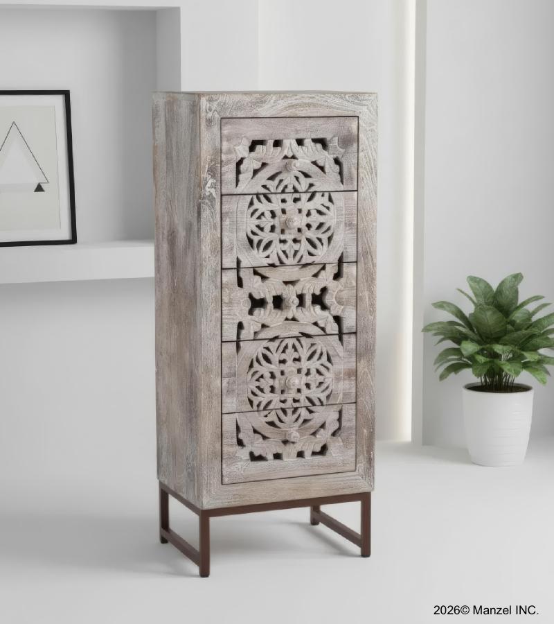 HAND CARVED SOLID WOOD & IRON CHEST