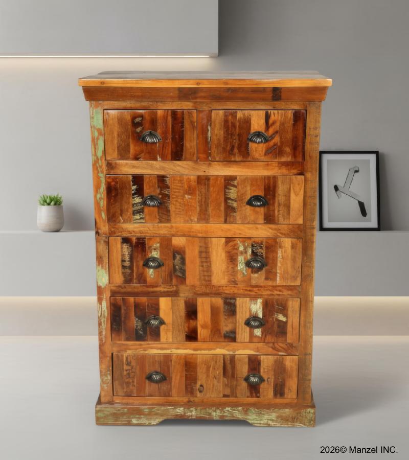 SOLID RECLAIMED TEAK WOOD 6 DRAWER DRESSER CHEST BUREAU SIDEBOARD