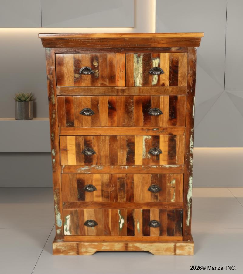 SOLID RECLAIMED TEAK WOOD BUREAU DRESSER CHEST