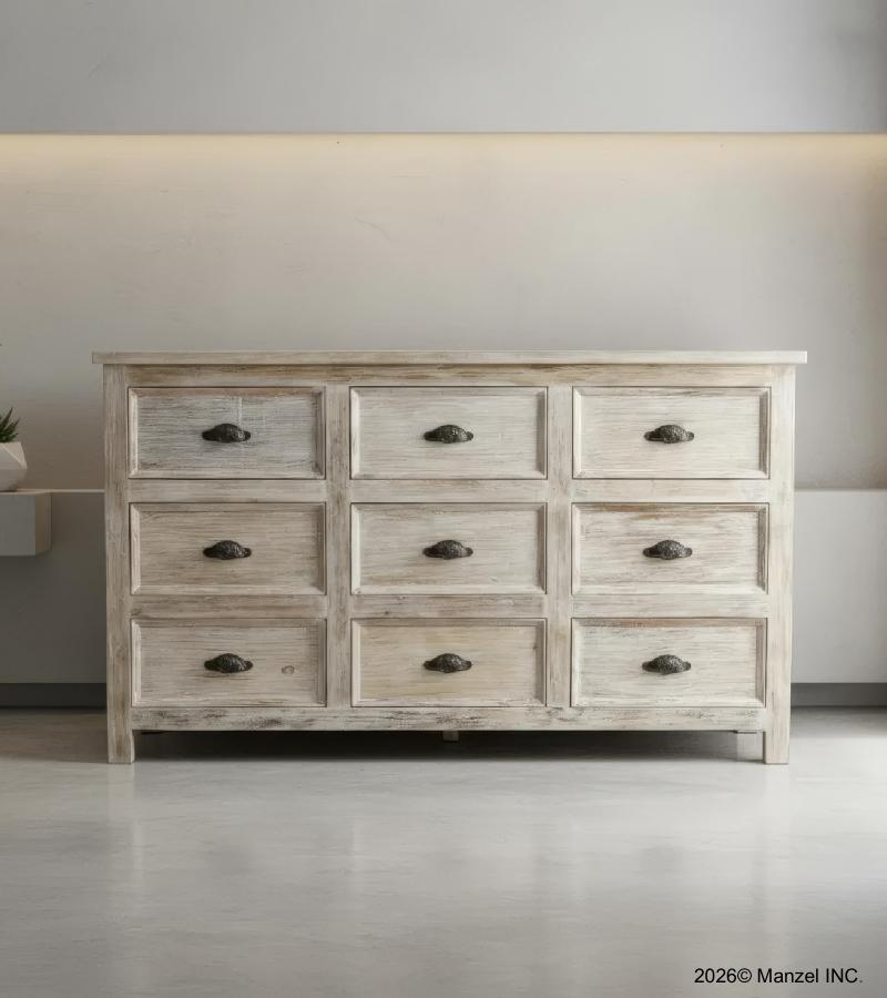SOLID RECLAIMED TEAK WOOD 9 DRAWER DRESSER CHEST BUREAU SIDEBOARD